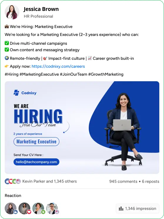 LinkedIn post after HeyGrowth with professional branding and higher engagement